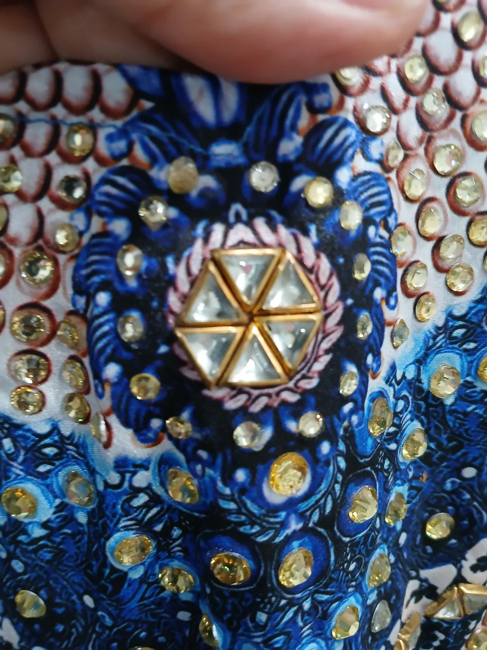 Mediterranean Blue Embellished V-Neck Swim Coverup